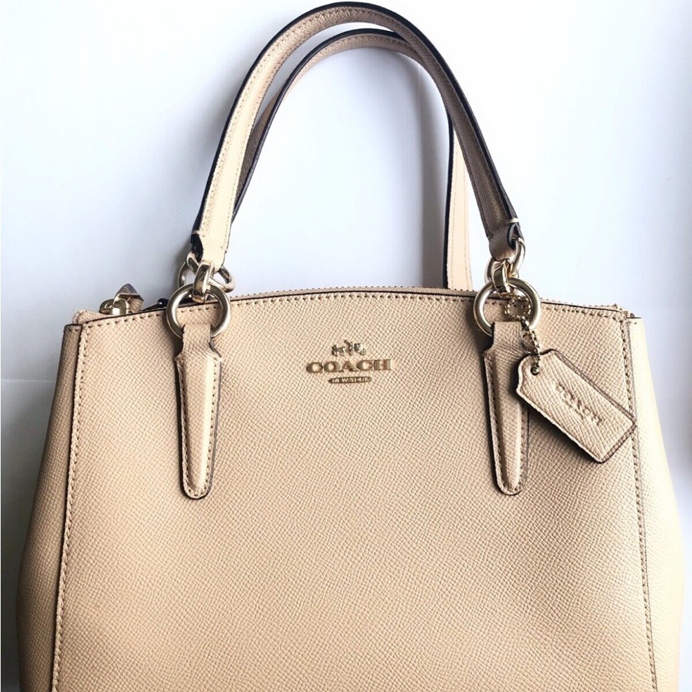Coach Christie Carryall large Cross grain  Leather Handbag
